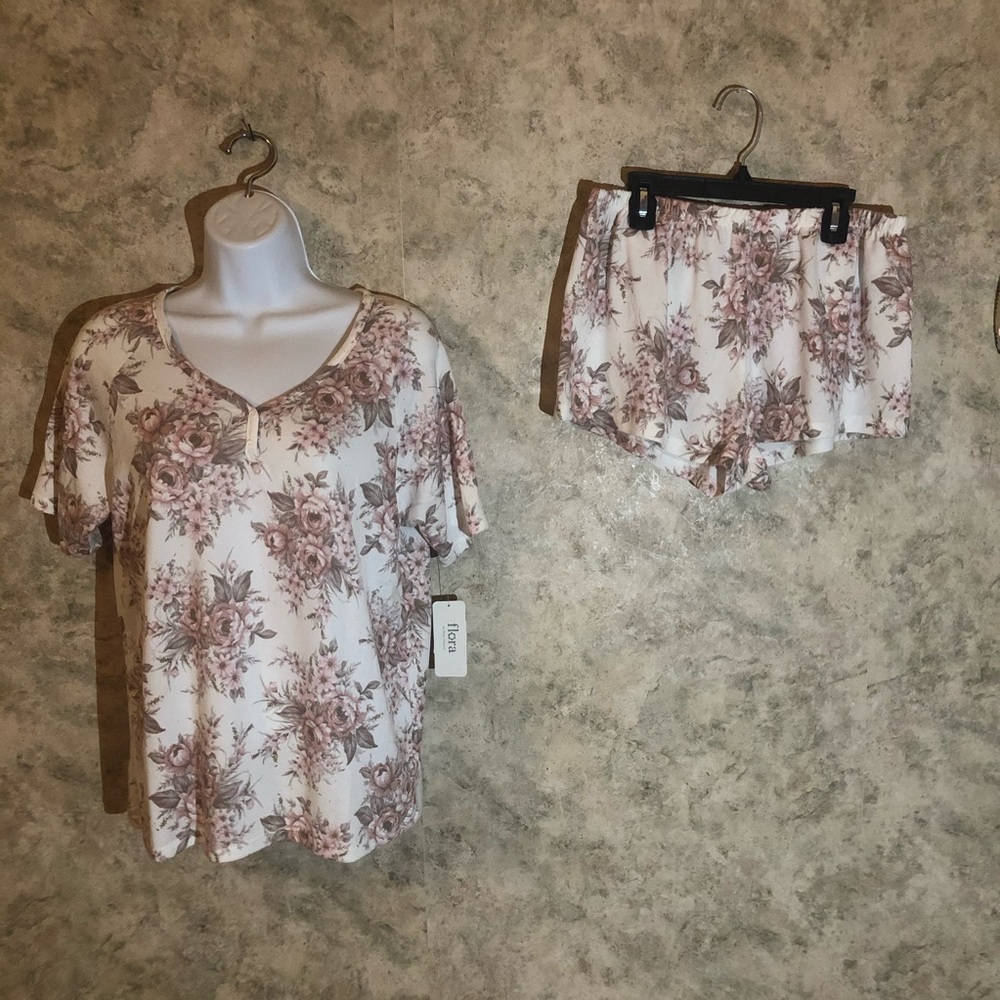 Flora 2 Pc Short Sleeve/Shorts Floral Sleep Set